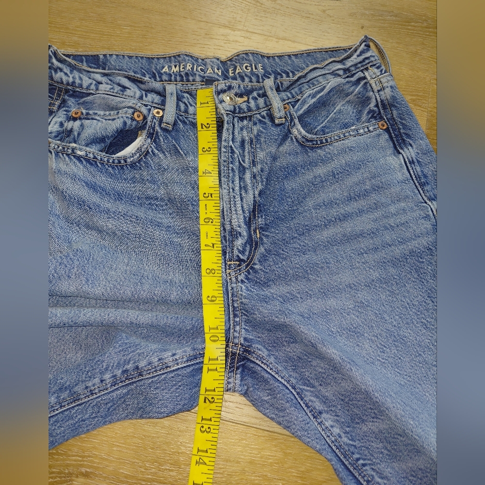 American Eagle Outfitters Light Blue Flare Baggy Jeans Super High Rise Sz 6 - Picture 6 of 15